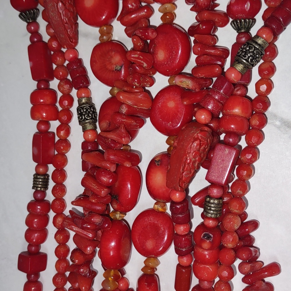 Artisan Crafted Coral Torsade Necklace - Picture 4 of 5